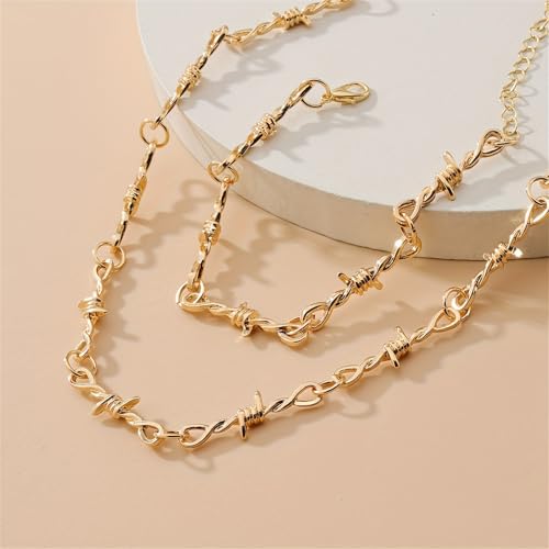 coadipress Unisex Gothic Thorns Choker Necklace for Men Women Personalized Punk Hip Hop Heavy Duty Padlock Metal Collar Thorns Barbed Wire Choker Necklace Harajuku Chain Jewelry Gift4