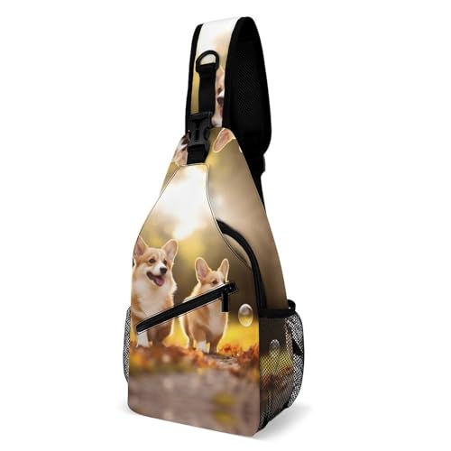 Cute Corgi Dog Mochila de Pecho Tipo Sling para Senderismo