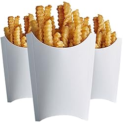CUSINIUM [9 oz 50-Pack Large White French Fry Containers - Disposable French Fries Holders