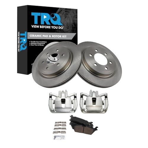 Image of TRQ Rear Brake Pad and Rotor Set Ceramic Rotors Calipers Compatible with 2018 Ford F-150