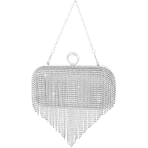 Women Evening Handbag Rhinestone Crystal Purse and Clutch Purses for Women Elegant Formal Evening Bag Party Bridal Clutch, Silver02 Cover