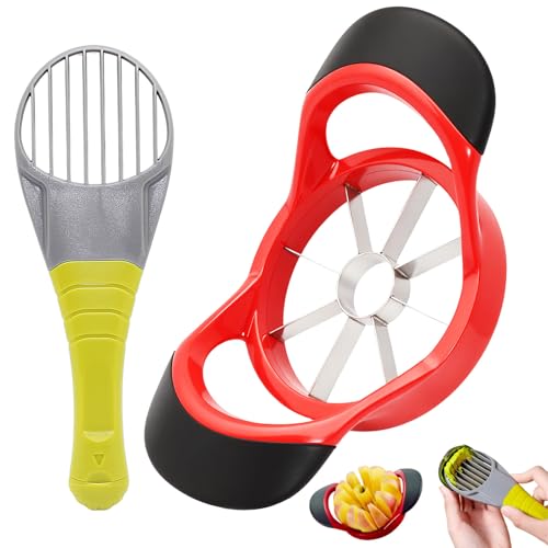 Coupe Pomme, 3-en-1 Trancheuse à Avocat, Sécateur pour Fruits et Légumes, Coupe-mangue, Diviser & Dénoyauter, Gadgets de Cuisine pour Pomme, Poires, Raisin, Mangue
