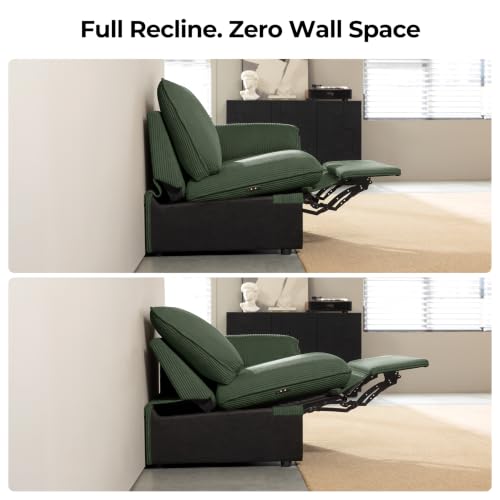 Image of CHIC HOUSE 95 inch Modular Power Reclining Loveseat Sofa with Console, Green