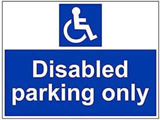 VSafety Disabled Parking Only Sign - Landscape - 600mm x 450mm - 1mm Rigid Plastic