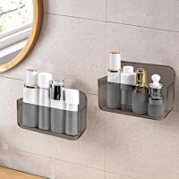 CGBE 2 Pack Bathroom Shelves, Acrylic Adhesive Shelf, No Drilling Shower Shelves Shower Rack for Bathroom/Kitchen Cabinet Door Organizer, Cleargrey