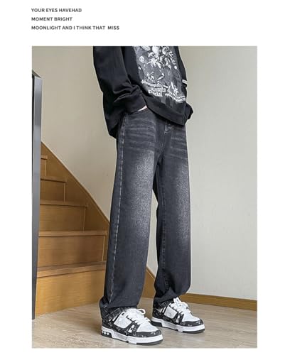 Pants Trousers Denim Versatile Wide Leg Casual Straight Jeans Men's Washed Comfortable Premium4