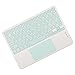 Annadue Ultraflache Kabellose Bluetooth Tastatur mit Touchpad, 10 Zoll Multifunktions Touchscreen Tastatur mit Quadratischer Tastenkappe und RGB Hintergrundbeleuchtung für das Home Office.(Cyan)