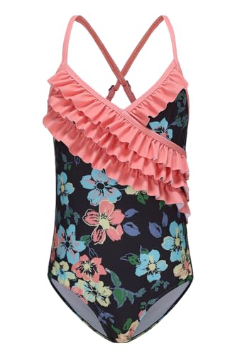 Image of Girls One Piece Swimsuits Hawaiian Ruffle Swimwear Beach Bathing Suit for Summer Vacation