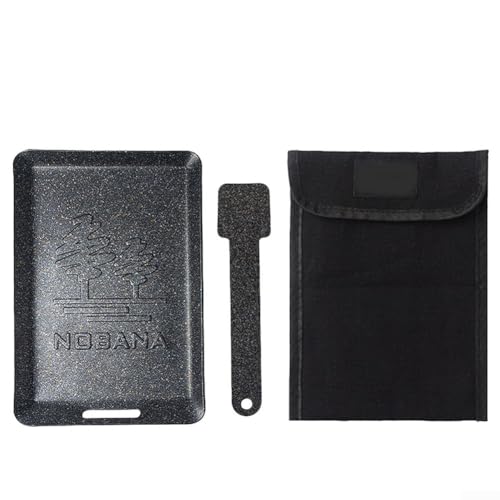 ZAMETTER Plancha plegable de hierro para barbacoa al aire libre, cuadrada, antiadherente, plegable, platos de parrilla portátiles con bolsa de almacenamiento para huevos de filete, teppanyaki, 5.2 x
