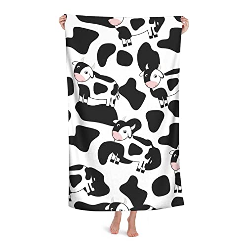 Zuxhvia Cow Print Bath Towel Quick Drying Absorbent Towels - Multipurpose Use As Bath Fitness, Shower, Sports, Yoga Towel (Cow Print Black And White, One Size) #TOP4