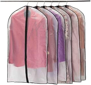 Niviy Garment Covers Dustproof Clothes Covers Moth Proof Coat Bag with Zip PEVA Translucent Dress Cover Waterproof Anti-mite Breathable Suit Protector 6pcs 60 * 100cm (Black)