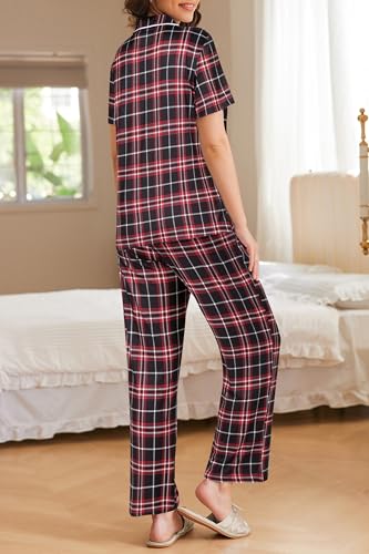 Image of Ekouaer Womens Pajamas Set Print PJs Soft Button Down Sleepwear
