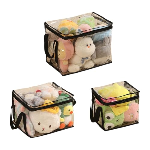 Montesy 3PCs Sturdy PVC Toy Organizers Bags Clear Waterproof Storage With Handles For Block Books Board Game