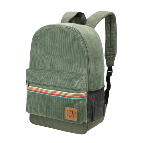 Image of Ocean Pacific OG Corduroy Backpack for Travel, Sports, Beach, Work, Casual Daypack for Men Women Fits 15.6 Inch Laptop, Olive, Medium