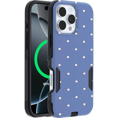 OtterBox iPhone 16 Pro Max Commuter Series MagSafe Case, Blue Polka Dots