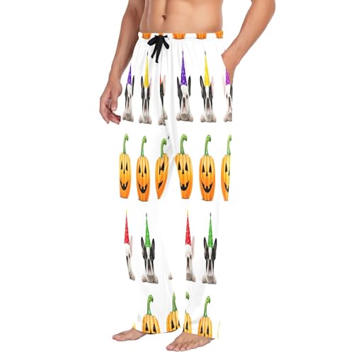 Qilmy Halloween Cute Dog Men's Cotton Pajama Pants, Lightweight Lounge Sleepwear with Drawstring and Pocket4