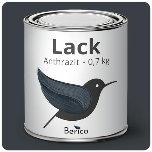 Berico Acryllack - Anthrazit-Grau - 0,7 Kg - 4in1 Lack Buntlack Möbelfarbe Möbellack - Für Innen und Außen - Holz, Möbel, Metall & Fliesen