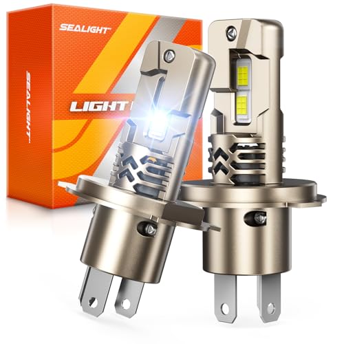 Image of SEALIGHT H4 LED 50,000LM Super Bright 9003 Light Bulbs, 1:1 Size Original Bulbs, 70000Hrs Lifespan with 25000RPM Cooling Fan, IP68 Waterproof, 3MIN Play and Plug, Pack of 2