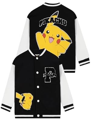 Pokémon Chaqueta Para Niño, Chaqueta Universitaria Pikachu, Chaquetas Bomber Para Niño Pikachu, Negro 6-7 Años | Ya disponible en tu tienda friki favorita! En mundofriki.es!
