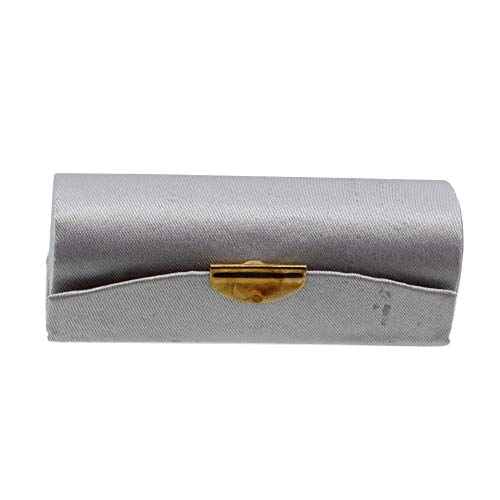 Motique Accessories Solid Silver Satin Ladies Lipstick Case with Mirror
