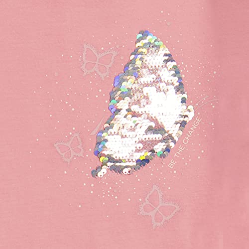 Nautica Girls' Short Sleeve Flip Sequin Graphic T-Shirt, Pink Butterfly Sequin, 16 #TOP2