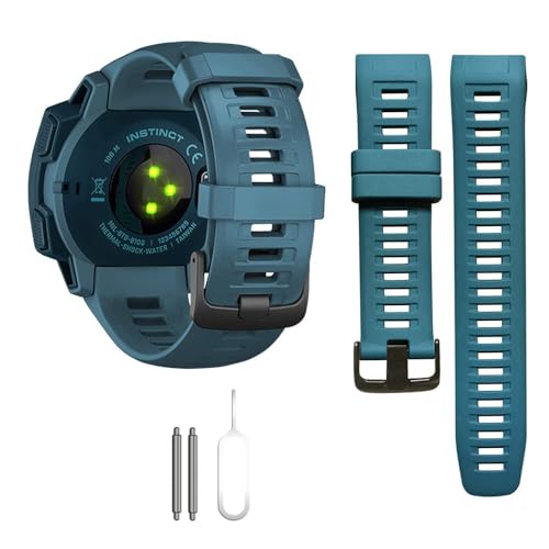 Threeeggs Garmin Instinct 22mm Silicone Band Lake Blue