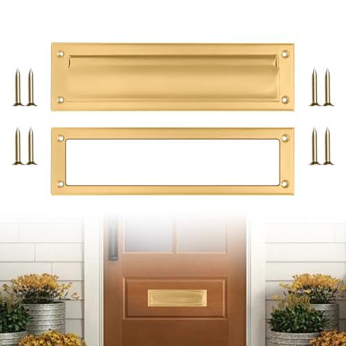 Mail Slot Matte Black,13Inch Stainless Steel Mail Slot Cover for Front Door.Mailbox Door Replacement for Wall,13"×3.7" (Gold, 10Inch) by Toyvarnix - Used condition - US$31.34