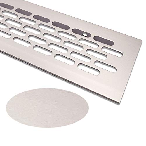 Grille d'aération en aluminium - 80 mm x 245 mm - Couleur : acier inoxydable brossé - Grille de ventilation en aluminium - Grille de ventilation - Grille de chauffage - Grille de ventilation Cover