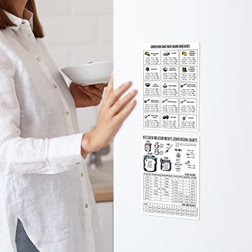 BulbaCraft 2 Pcs Kitchen Conversion Chart Magnet - Kitchen Measurement Conversion Chart for Cooking - Celcius to Farenheit Conversion Chart