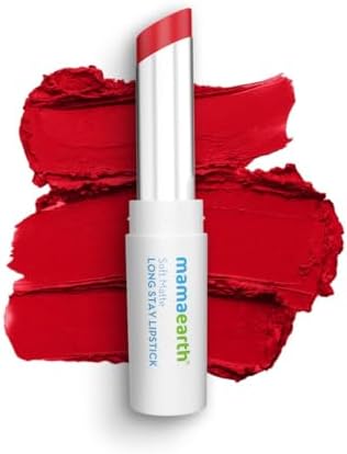 Mamaearth Soft Matte Hydrating Lipstick (07 - Ruby Red) | 12-Hour Long Stay Lightweight Formula | Waterproof & Non-Drying | Smooth Matte Finish | 0.12 Oz (3.5g)
