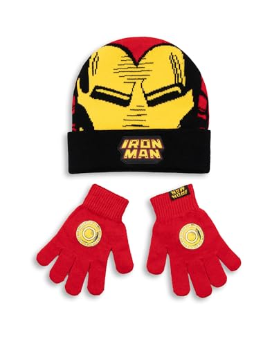 Marvel Iron Man Boys Red Beanie and Gloves Set | Winter Warm