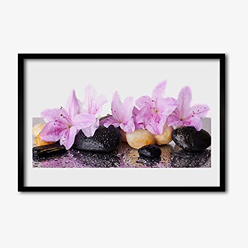 Image avec cadre lis rose fleur 60x40 déco salon et chambre