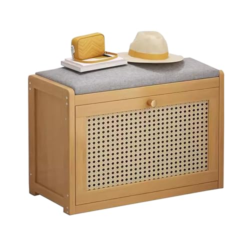 Panca da ingresso con armadietto, scarpiera a 2 livelli con ante, sedile imbottito, telaio in legno, scarpiera per corridoio e soluzioni di archiviazione per l'ingresso domestico