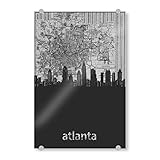 artboxONE Acrylglasbild 30x20 cm Städte Atlanta Skyline map Grey - Bild Atlanta Atlanta map Atlanta Skyline