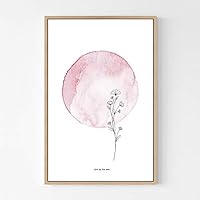 Framed Canvas Wall Art Pink Moon Canvas Prints Home Artwork Decoration for Living Room,Bedroom - 16x24 inches