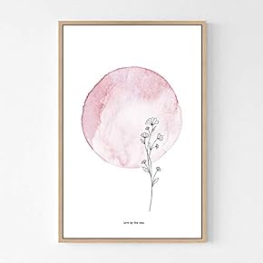 signwin Framed Canvas Wall Art Pink Moon Canvas...