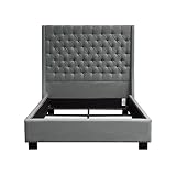Diamond Sofa Park Ave Eastern King Tufted Wing Bed Grey, Includes Headboard, Footboard & Side Rails,