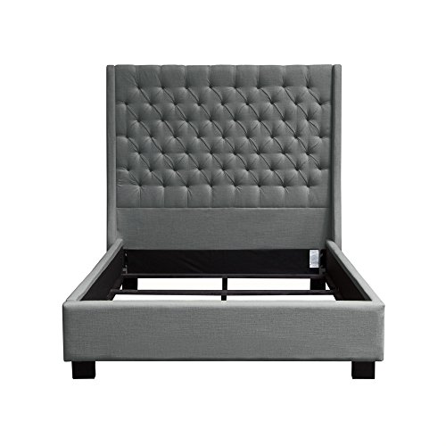 Diamond Sofa Park Ave Eastern King Tufted Wing Bed Grey, Includes Headboard, Footboard & Side Rails, Vintage Wings- # Parkavegrekbed #TOP9