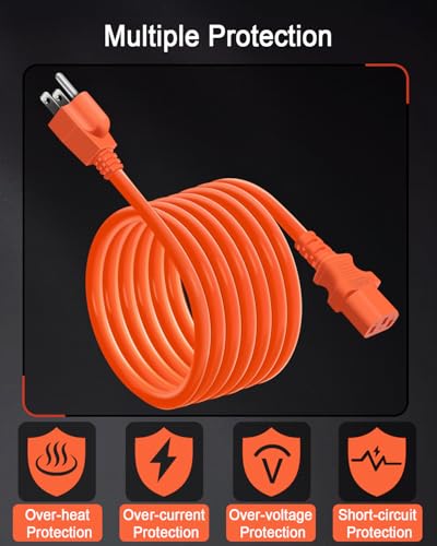 YEZriler Heavy-Duty Charging Cable for Jackery Power Station Explorer 3000/2000/1500/1000 Pro, Ecoflow Delta/River/Series, Bluetti EB3A, Anker 757/767, 125Volt 15Amps AC Power Cord - 6.6FT Orange