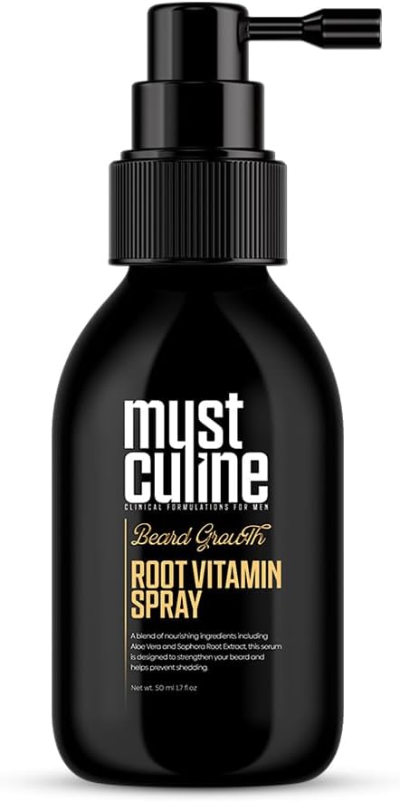 Mustculine Beard Root Vitamin Spray, Beard Vitamins for Full Beard, Beard Growth Vitamin for Stronger, Longer and Bushy Beards (1 Package)