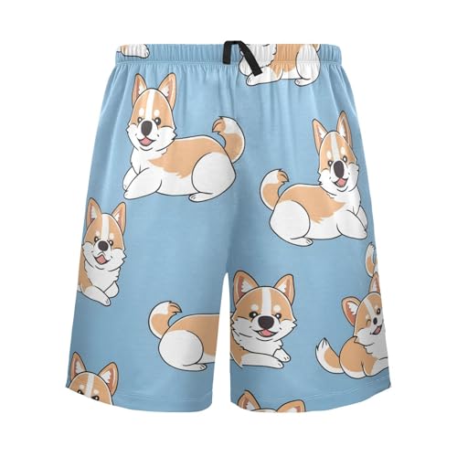 Pajama Shorts for Men, Men's Pajama Bottoms Sleepwear Cute Corgi - Main Image
