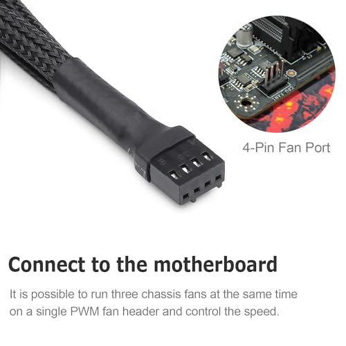 Image of 2-Way PC Fan Splitter, 12 Inch PWM Cable for 3 /4 Pin Cooling Fans