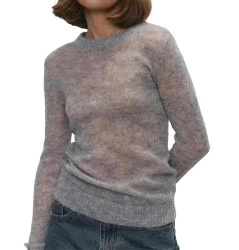 Women's Slim Fit Sweater Pullover Round Neck Long Sleeve Casual Chic Loose Fit Summer Fall Top