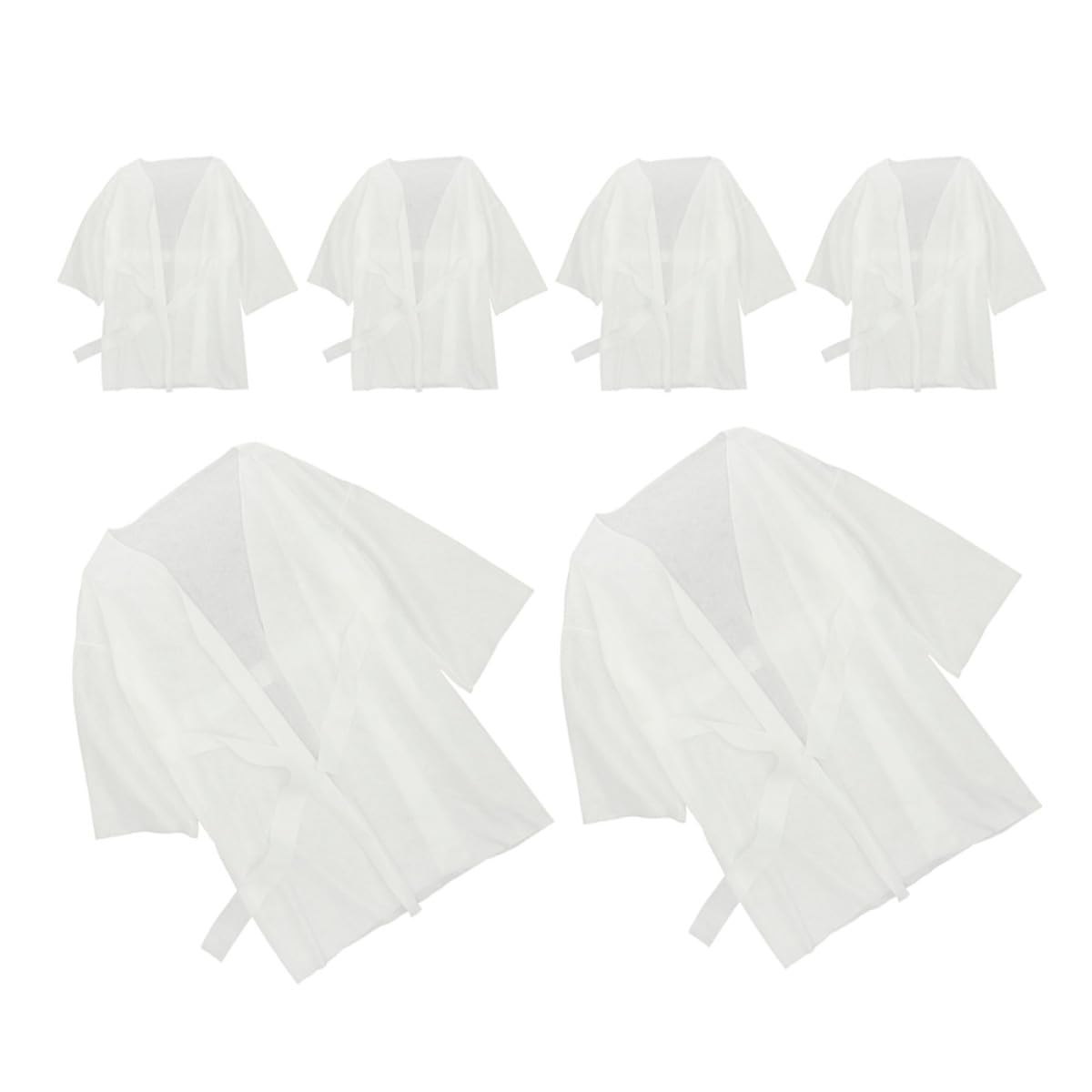 Healvian 6 Albornoces Desechables de Algodón Spunlace Blanco para Baño y Viaje, Cómodos y Livianos, Ideales para Spa, Sauna y Salón de Belleza