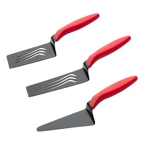 GREENADSCAPE Metal Pizza Shovel Cake Baking Tool 3-piece Pizza Transfer Server Oven Spatula Heat Insulated Handle for Safety