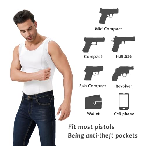 Concealed Carry Holster Tank Top Mens Crew Neck Sleeveless Conceal Carry Shirts Clothing for Men with Large Pockets2