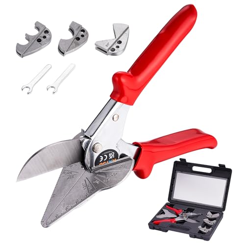 KATSU Kit multifunción de tijeras de inglete para juntas y tuberías, cortador de corte multiángulo de 45 a 120 grados para cortar juntas de goma de plástico PVC, madera blanda