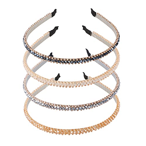 Oenothera 4 Stücke 4 Farbe Haarreif Strass, Mode Kristall Haarbänder, Haarreif Mädchen, Fashion Elastisches Kristall Haarband, für Mädchentanzen, Party, Alltagskleidung, Arbeit