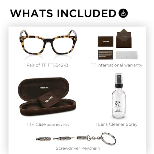 Image of Tom Ford FT5542-B Geometric Shape Eyeglass Frame With Luxury Eyewear Kit