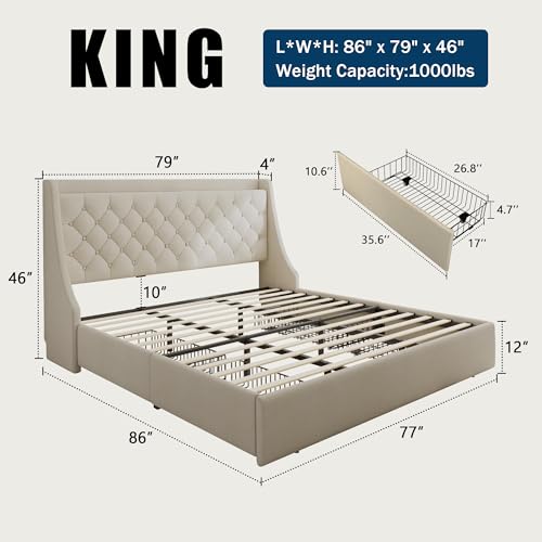La mejor comparación de Base de Cama King Size Con Cajones de esta semana. 11 Imagen adicional